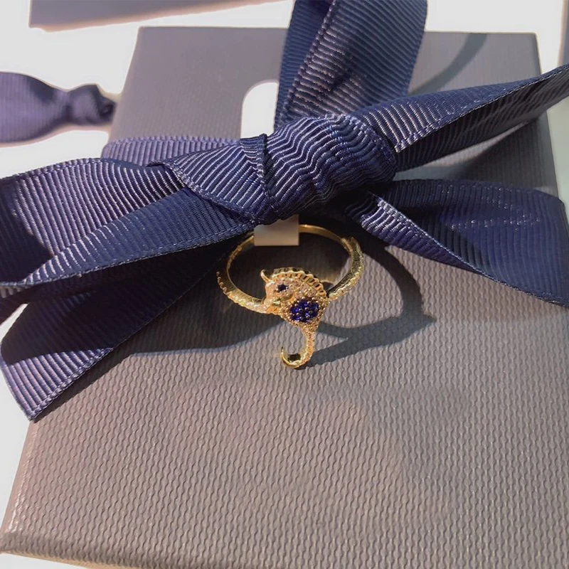 

Fashion Jewelry New Seahorse Ring Summer Elements Seahorse Decoration Trend Women'S Luxury Engagement Jewelry Gifts