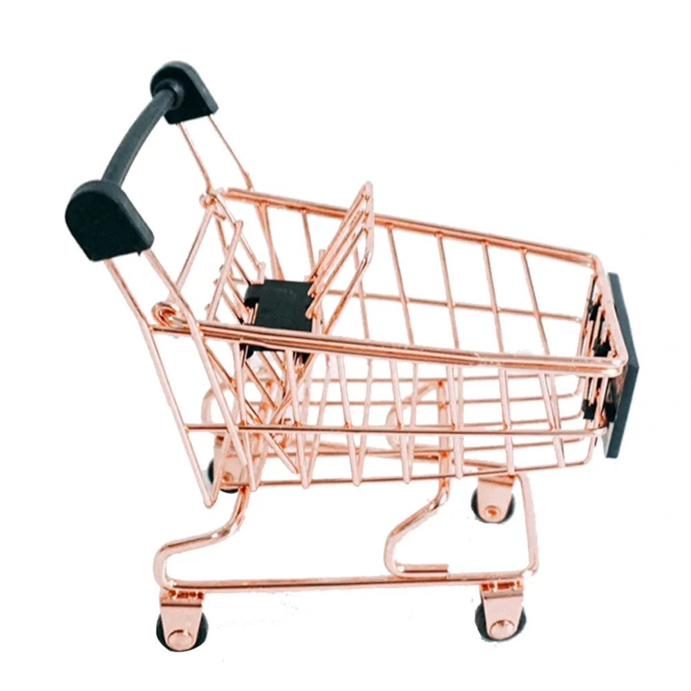 Миниатюрная Тележка для покупок из розового золота держатель ручек настольный