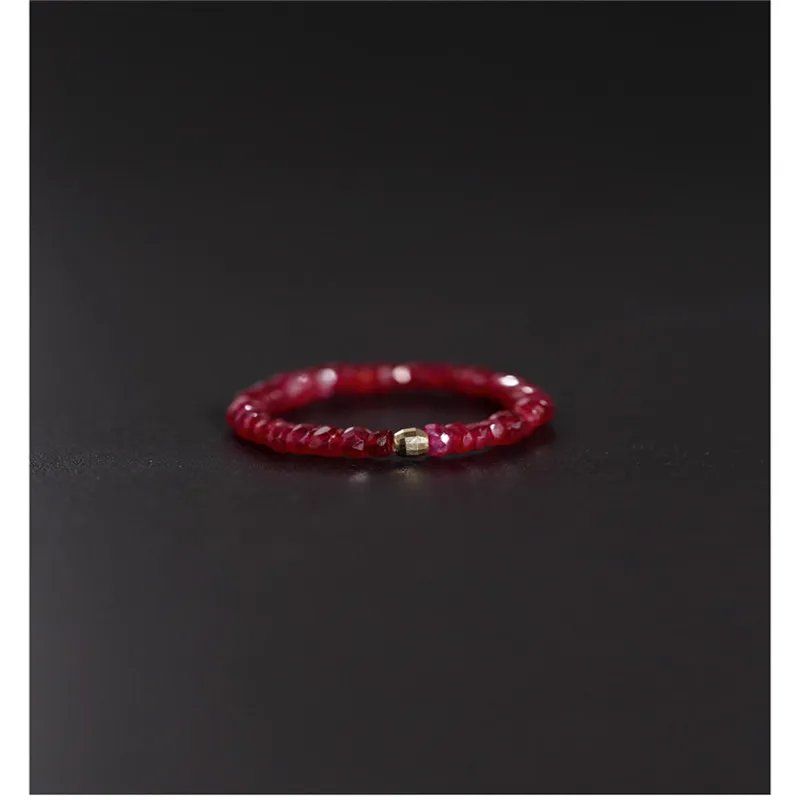 Эластичное кольцо DAIMI с граненым Рубином Женское драгоценными камнями желтого