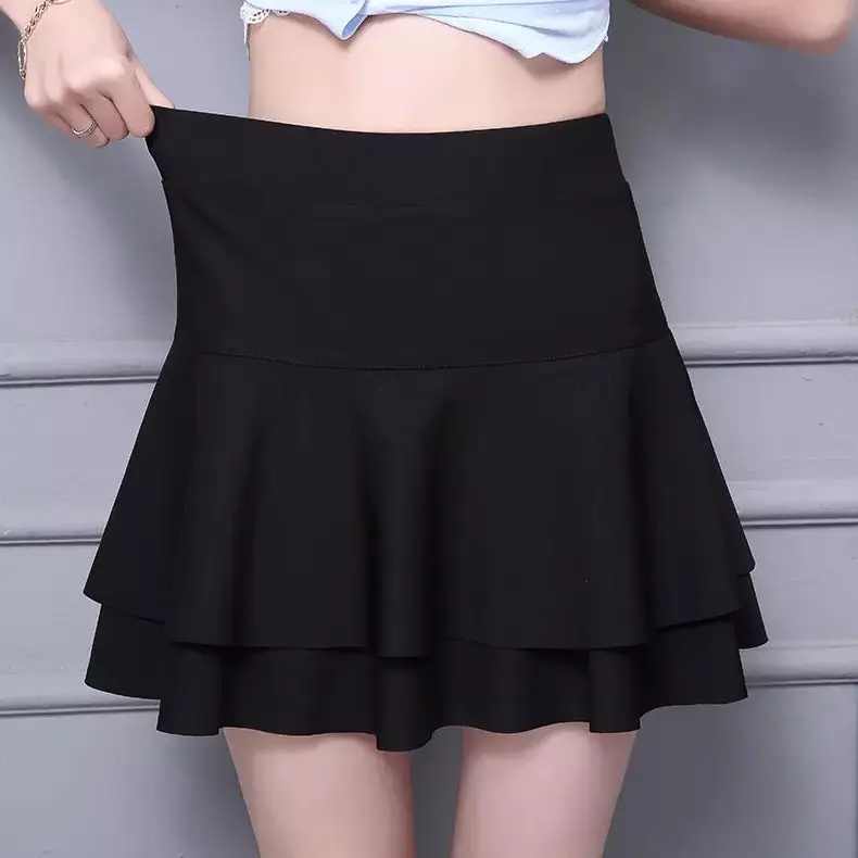 

Four seasons square dance cake skirt dance high waist show thin Sailor Dance Skirt versatile Ruffle Skirt