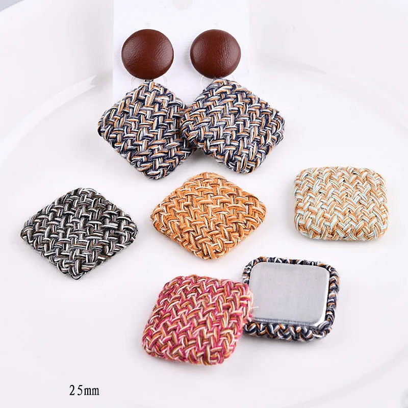 South Korea all-match cotton cloth square button accessories DIY Earrings Brooch hair rope bag material | Украшения и аксессуары
