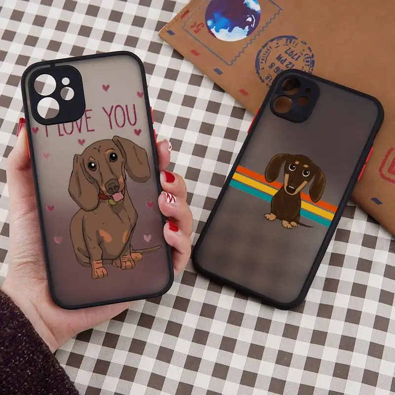 

Dachshund funny cartoon dog Phone Case matte transparent For iphone 7 8 11 12 13 plus mini x xs xr pro max cover