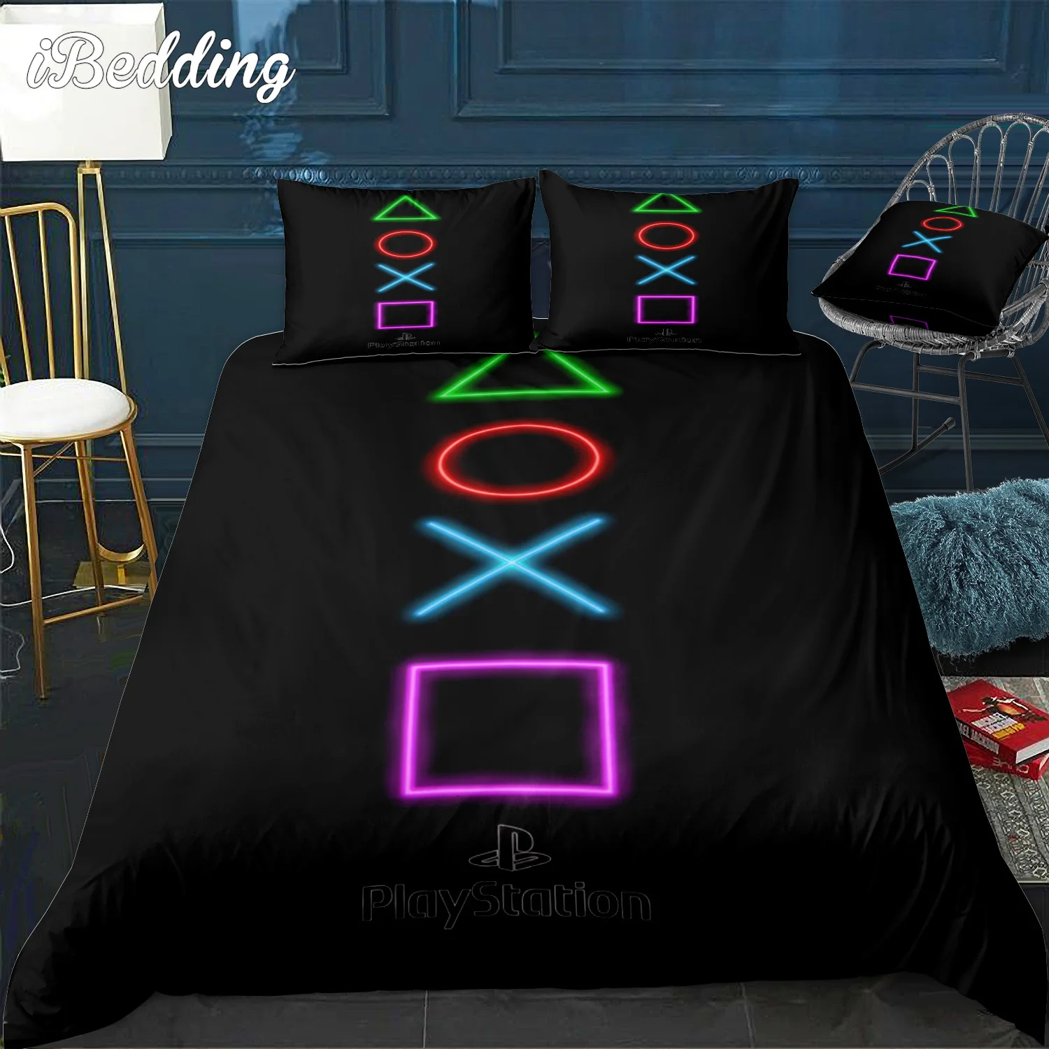 

Комплект постельного белья Playstation с 3D принтом, роскошный комплект с пододеяльником и наволочками, 2/3 шт., для геймеров, спален, Декор, размер ...