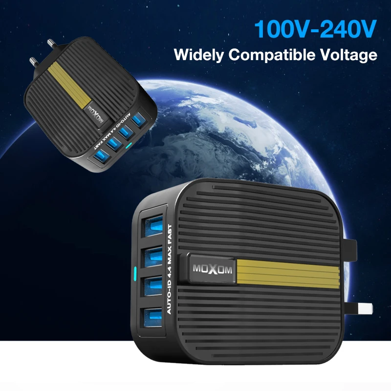 Moxom 4 Порты и разъёмы usb быстро Зарядное устройство smart ic мобильный телефон USB
