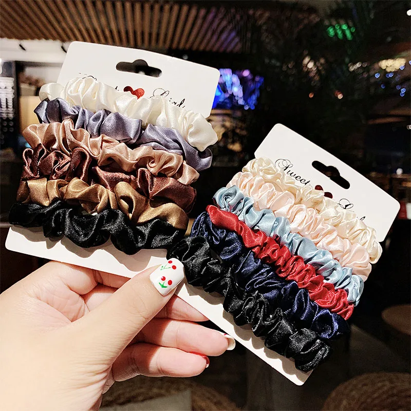 

New 1Set Women Elegant Silk Velvet Elastic Hair Bands Headband Scrunchie Rubber Band Ponytail Holder Fashion Hair Accessories