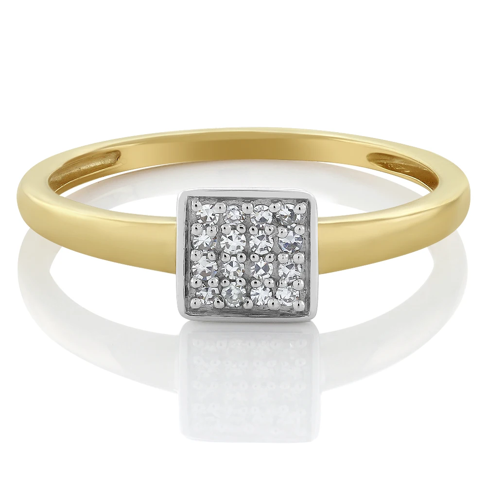 10K двухцветное Золотое Кластерное Женское Обручальное кольцо с белым