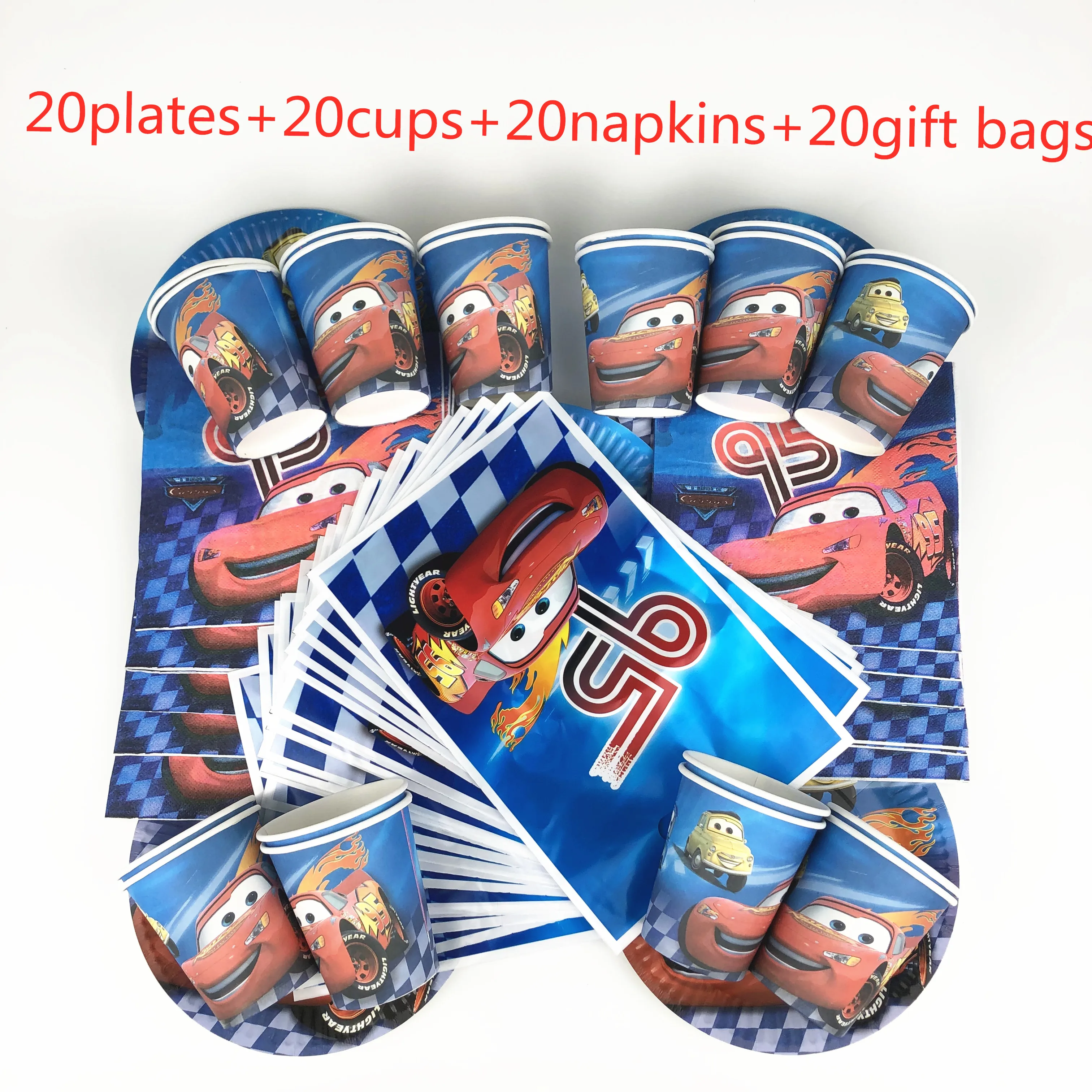 

80 шт., одноразовая посуда Disney Молния Маккуин, тарелка для детей на день рождения, чашка, салфетка, подарочные сумки