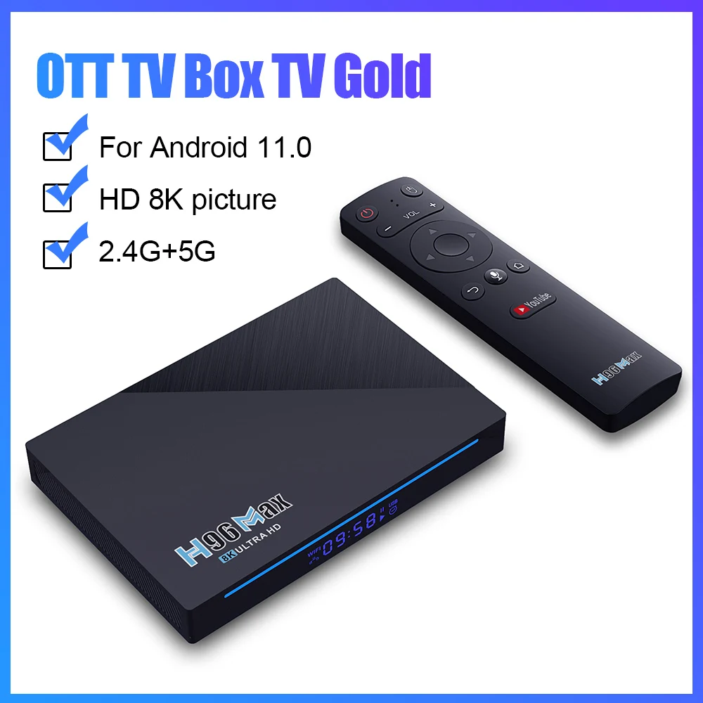 

H96 Max RK3566 Android 11.0 Top Box Smart TV Box 5G Dual Band WiFi 1080P 8K Media Player H.265 Video Decoder Network Player
