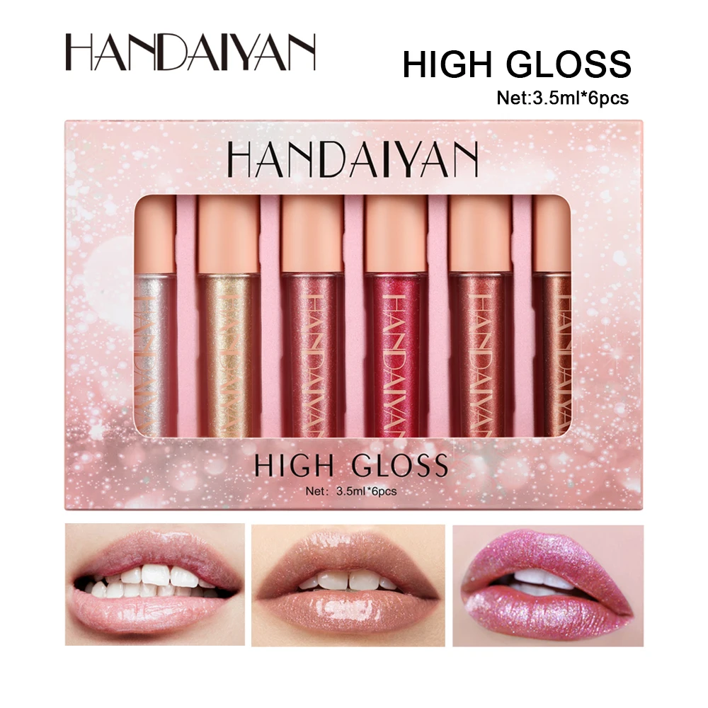 

6Pcs/box High Gloss Bright Jelly Lip Plumper Makeup Lip Balm Cosmetics Shine lip gloss wholesale color changing lipstick set