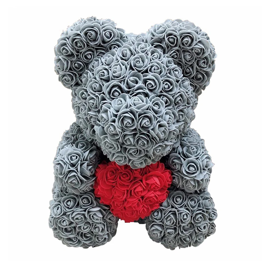 Популярный 40 см розовый Мишка Тедди сердце ПЭ мыло Пена искусственный цветок