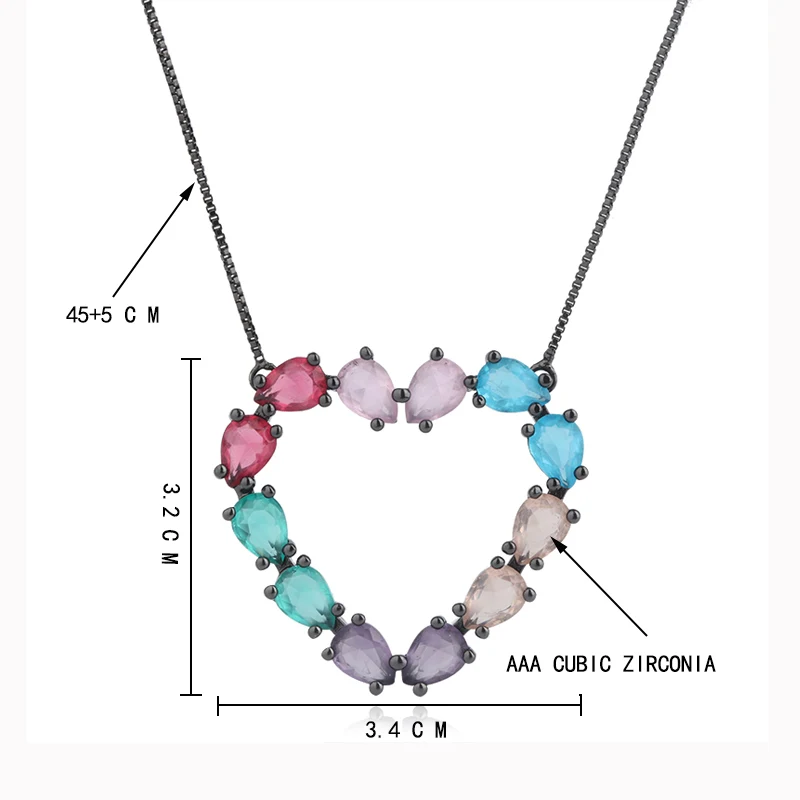 Ожерелье женское медное с кулоном в форме сердца 3 цвета фианитом ААА 2021 |