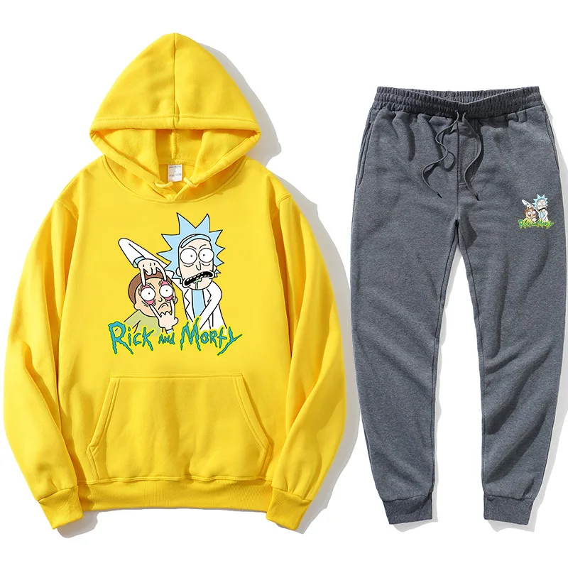 

2021 autumn and winter hot print Rick and moti sports suit men's anime Hoodie fun Hoodie long sleeve casual suit Rick Morti
