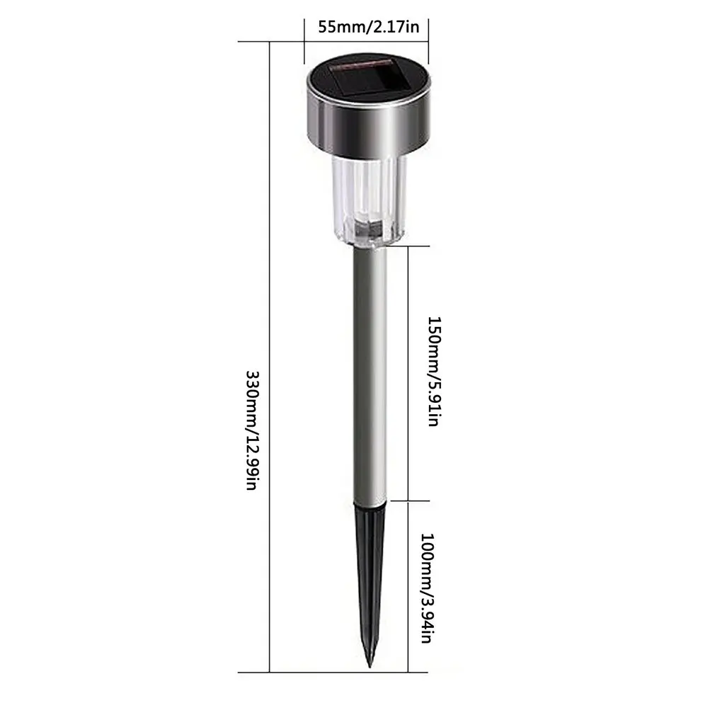 

10Pcs Outdoor Landscape Solar Stainless Steel Lawn Night Light Stainless Steel Small Tube Light Warm Color