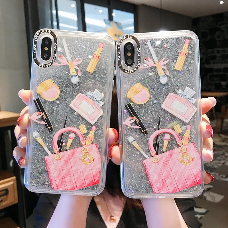 Чехол с зыбучим песком для Iphone X XR XS Max 6 6S 7 8 Plus 11 Pro Samsung Galaxy S8 S9 S10 Lite Note 9 10 Pro|Бамперы|