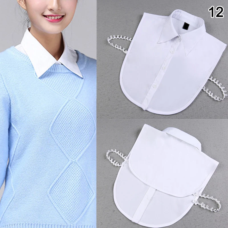 

Stylish Detachable Half Shirt Half Blouse with Floral Lace Fake Collar Elegant for Women XRQ88 C