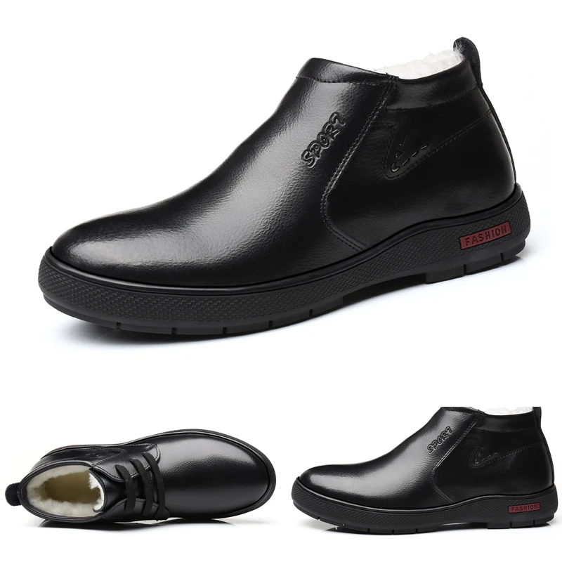 

Genuine Leather Warm Men Boots Autumn Winter Ankle Snow Boots Fashion Casual Footwear Men Shoes