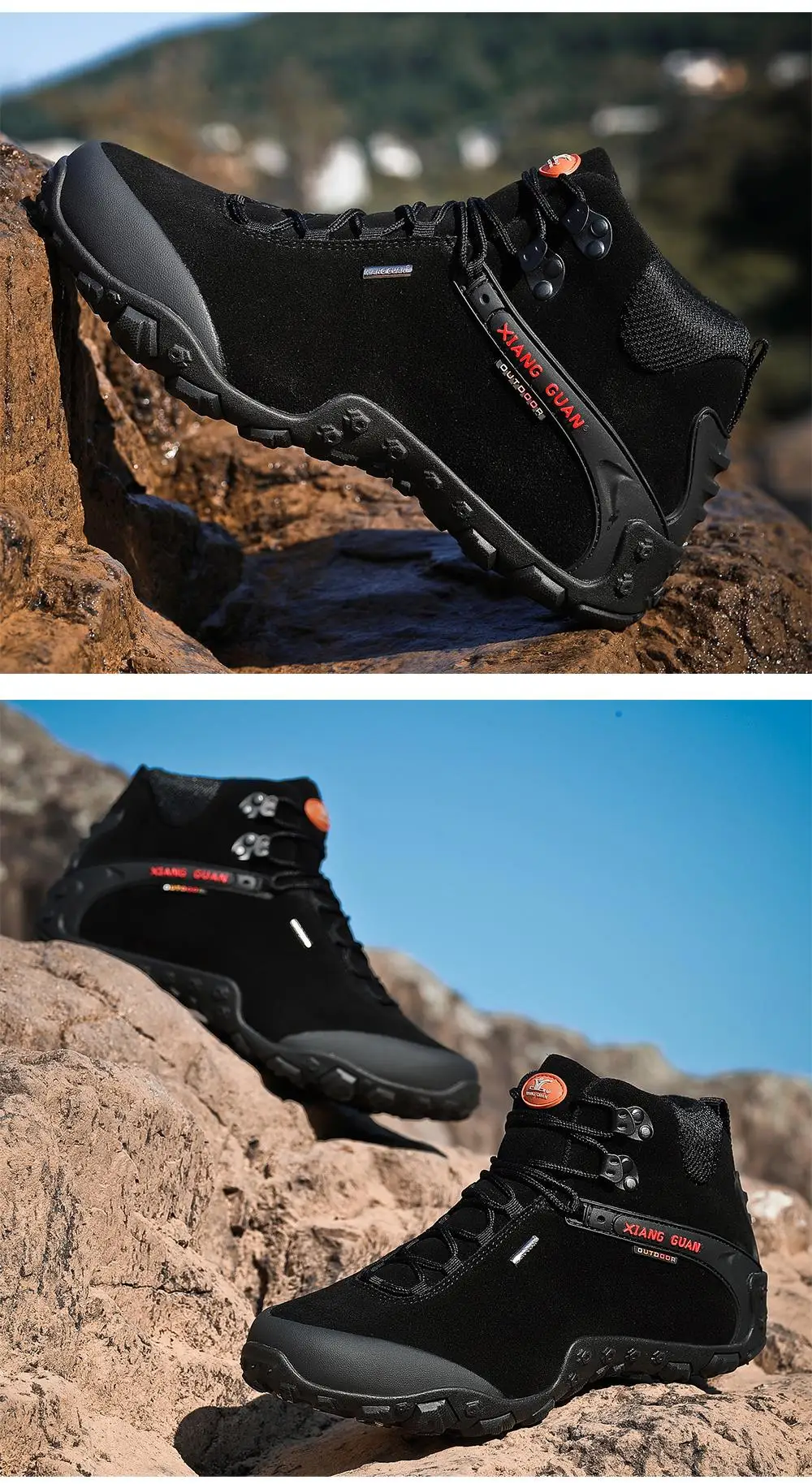 XIANG GUAN Men Hiking Shoes Male Waterproof Trekking Boots Outdoor Jogging Sneakers Tactical Trainers Climbing Mountain Shoes