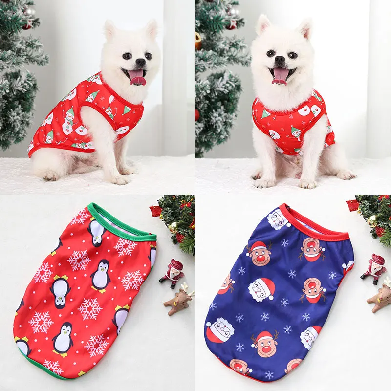 

Christmas Style Cartoon Cute Pet Printed Vests Universal Soft Comfortable Practical Warm Personality Dog Cat Vests Pet Supplies