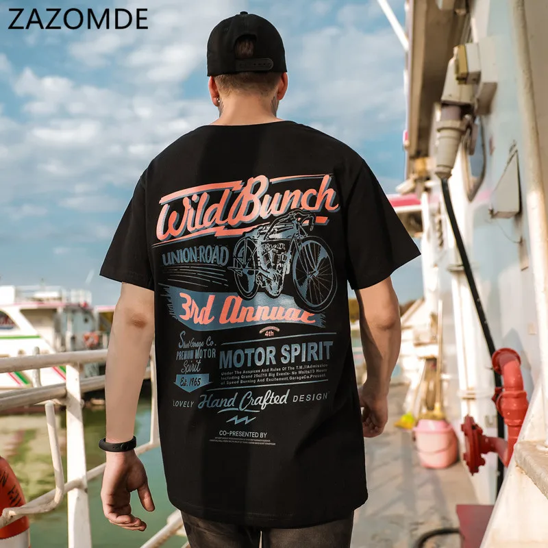 

ZAZOMDE Men T-Shirt Casual Round Neck Short Sleeve Tops Tees Summer Mens Vintage Letter Bike Print T-Shirt Unisex Loose T-Shirt