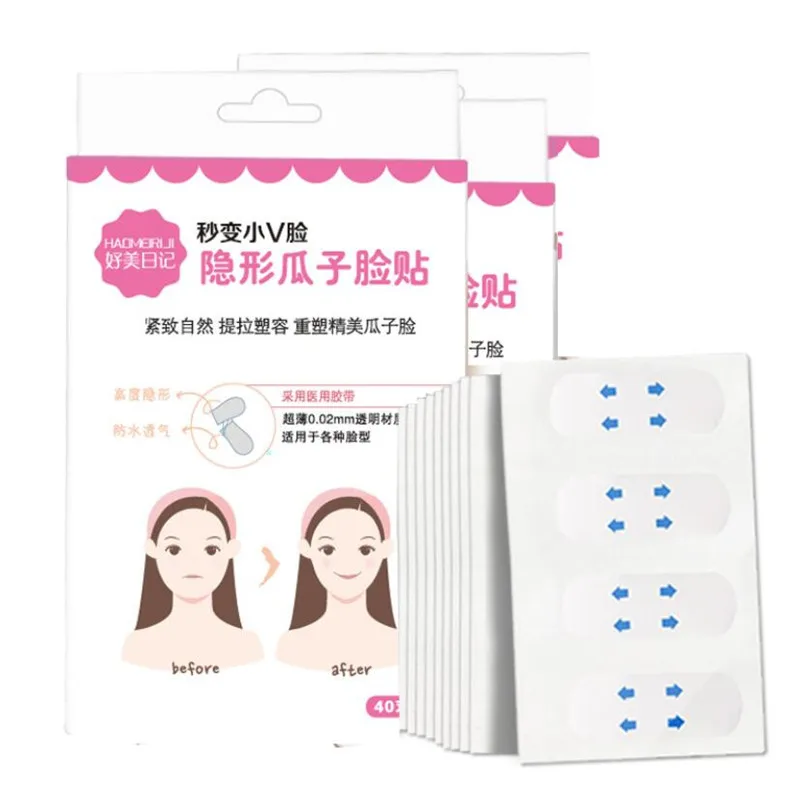 40Pcs/Set Invisible Thin Face Stickers Face Facial Line Wrinkle Sagging Skin V-Shape Face Lift Up Fast Chin Adhesive Tape