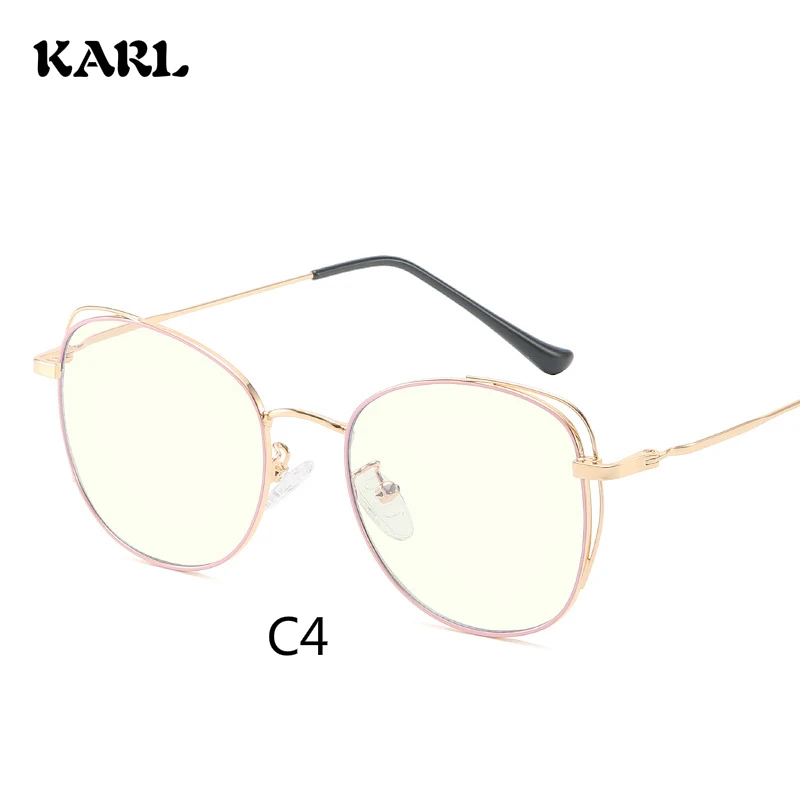 Gold frame Pink Computer Glasses Frame Eyewear Anti Blue Light Round Cat Eye Glasses Blue Light Glasses Women Anti Radiation Screen Eyeglasses - Цвет оправы: Gold frame Pink