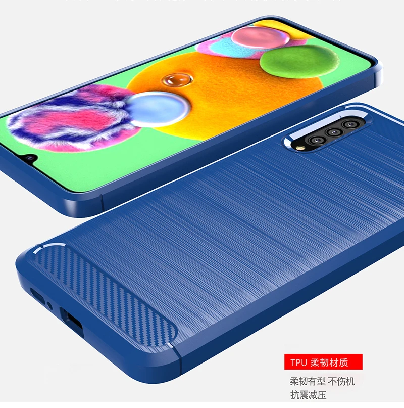 Чехол из углеродного волокна для samsung Galaxy A20 A90 5G Силиконовый мягкий ТПУ