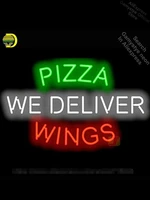 neon sign for pizza wings we deliver neon tube vintage bright sign advertise neon pizza shop sign outdoor lighting store guitar