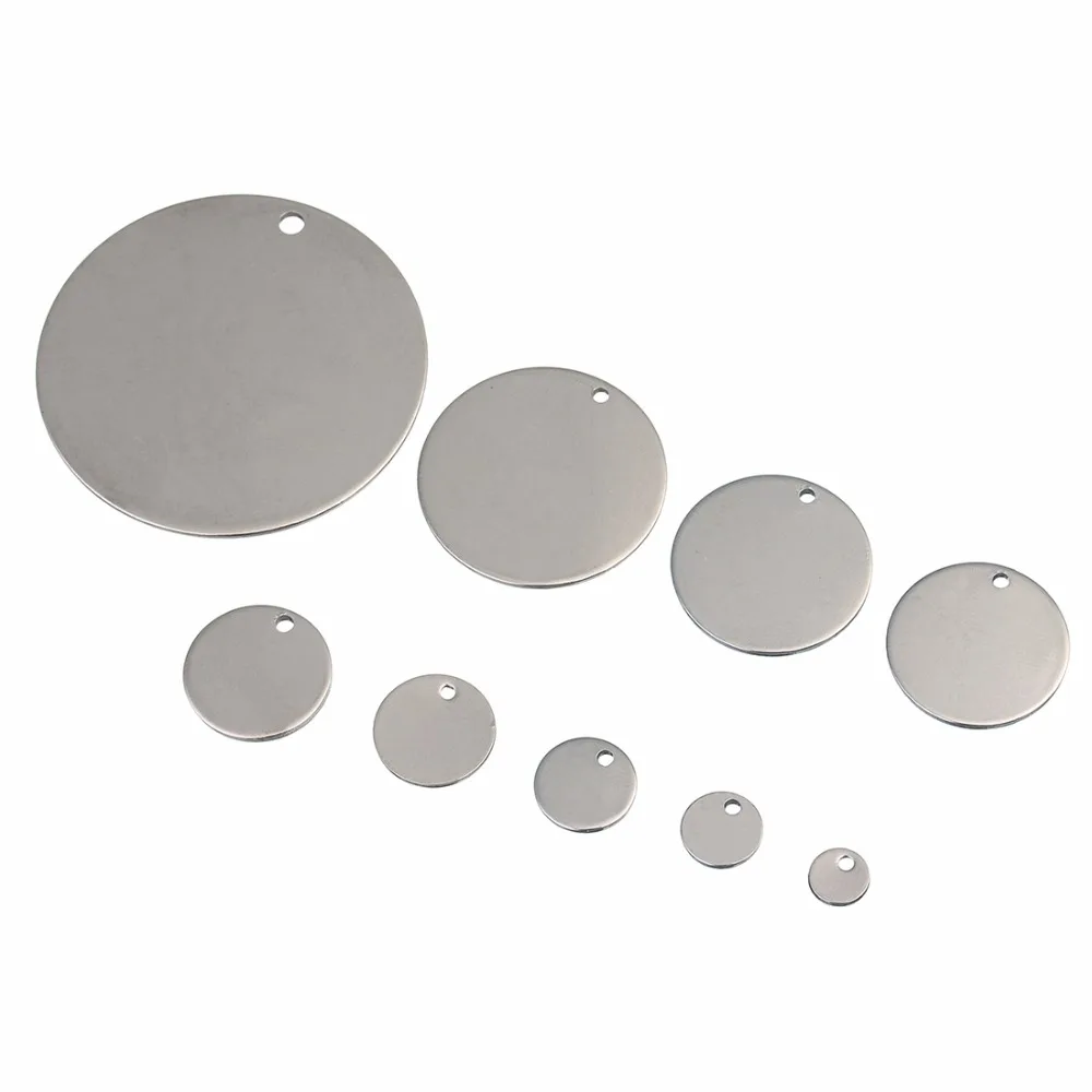 

20pcs/lot Round Stainless Steel Stamping Blank Dog Tags Pendants 6 8 10 12 15 20 mm Rose Gold DIY Charm Jewelry Finding
