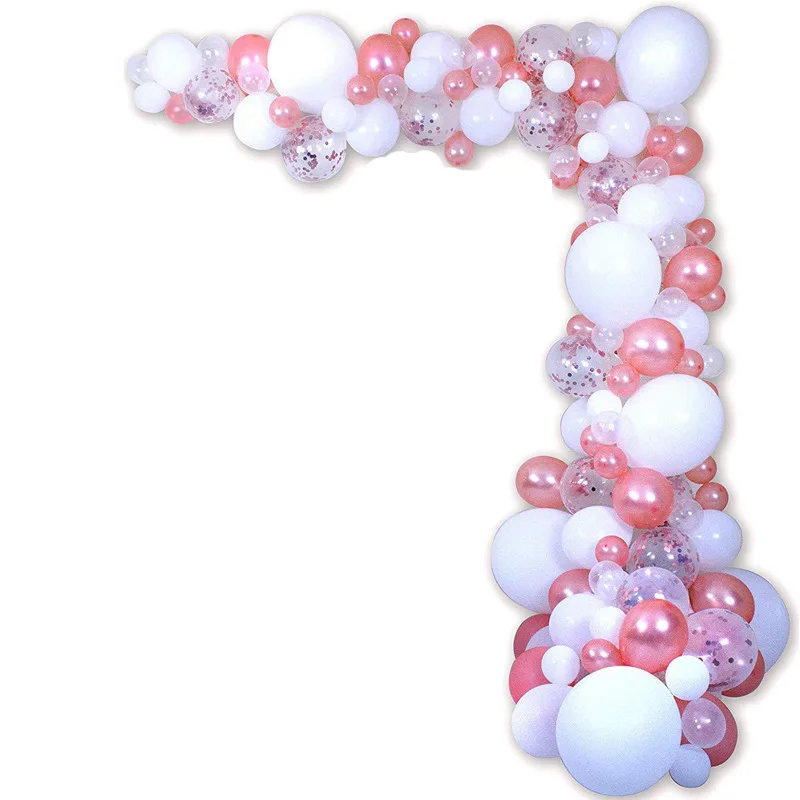 Kit de arco de globos de oro rosa para decoraci&oacute;n de bodas, confeti transparente de l&aacute;tex, para cumplea&ntilde;os de ni&ntilde;os, Baby Shower, despedida de soltera-3