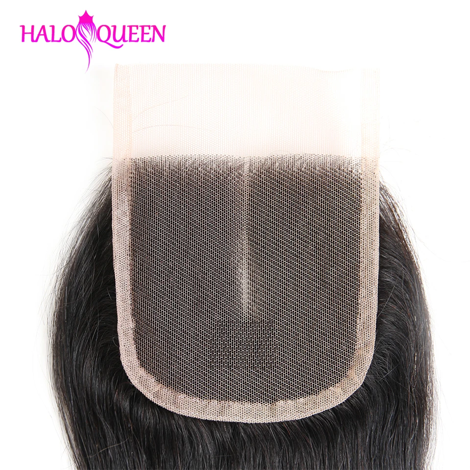 HALOQUEEN Remy прямые 5x5 волнистые кружева Закрытие 100% человеческих волос натуральный
