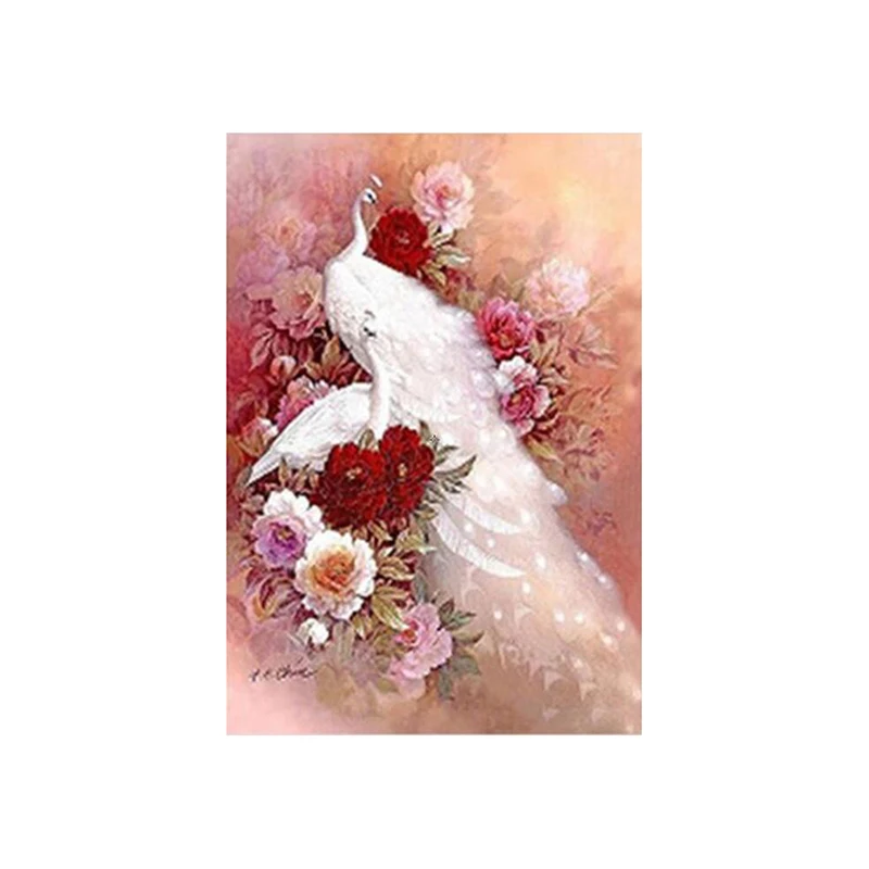 Животные Мозаика DIY алмазная живопись кристалл белая Алмазная вышивка Павлин