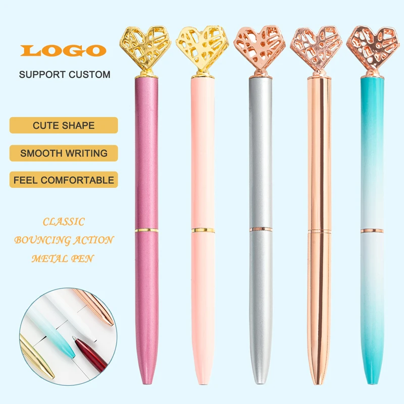 

1.0 Nib Kawaii Ball Pens Metal Multi-color Ballpen Love heart Ballpoint Pens Student Pens For School Stationery Office Supplies