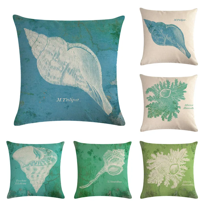 Декоративная Наволочка на подушку для Коралловый раковину 45x45cm льняные Чехлы