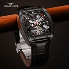 Мужские часы-скелетоны GUANQIN, 2021, автоматические, деловые, водонепроницаемые, с кожаным ремешком