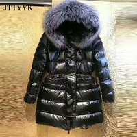 high quality 2021 winter jacket women large natural fox fur white duck down coat thick parkas warm zipper down snow outerwear
