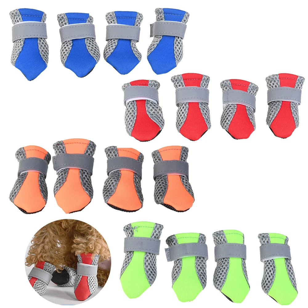 4 шт./компл. обувь для домашних питомцев защитные ботинки собак отражающие