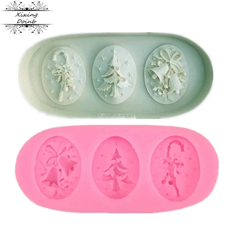 Колокольчик для елки костыли Форма 3D помадка торт мыло в виде кекса пластилина