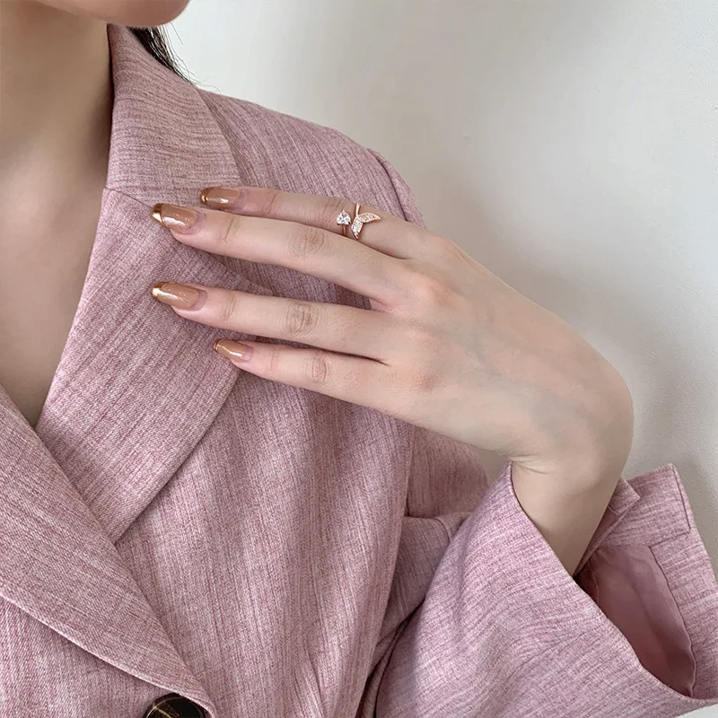 

LISM new copper inlaid zircon creative fish tail ladies open ring fashion jewelry temperament gift