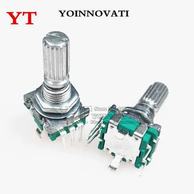 50PCS/LOT Rotary Encoder Switch EC11 360 Degree  Audio Digital Potentiometer Handle 15MM 20MM 5PIN Push Button Coding Switch