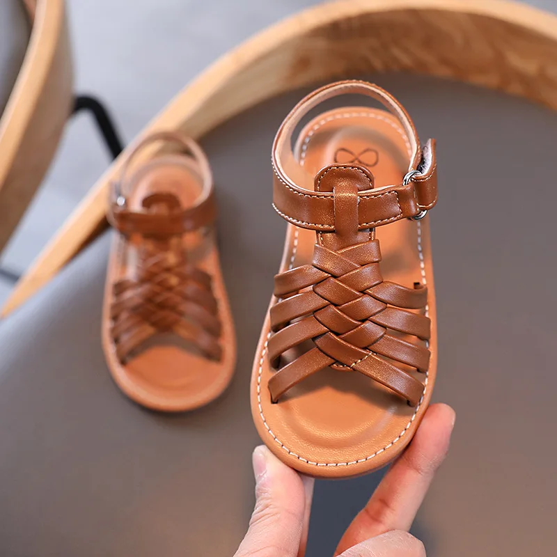 

Summer New Children's Woven Sandals Fashion Casual Shoes for Middle and Small Children Open Toe Korean Soft Soled Beach Shoes