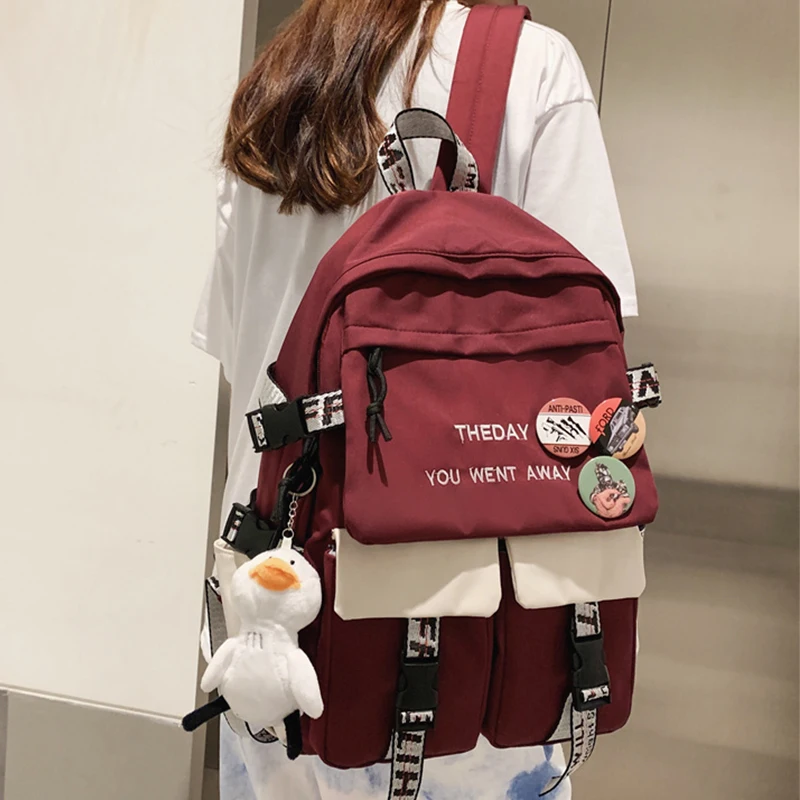 

EST New Fashion Women Backpack Laptop Mochila Duck Print School Bag Teenager Girl Bookbag Rucksack Femal Leisure Travel Bagpack