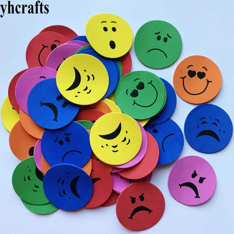 60PCS 5cm 1 пакет/Партия. Наклейки из пены с изображением улыбающегося цветка, Обучающие Игрушки для раннего развития, детский сад, поделки своими руками, цветные Обучающие креативные поделки - Цвет: 60PCS 5cm