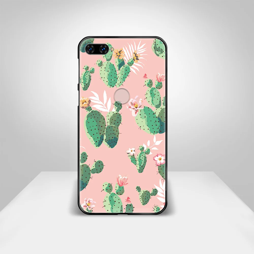 cartoon Cactus green Phone Case Cover Hull For HUAWEI honor 8 8c 8a 8x 9 9a 9x V10 MATE 10 20 I lite pro black cell cover luxury | Мобильные