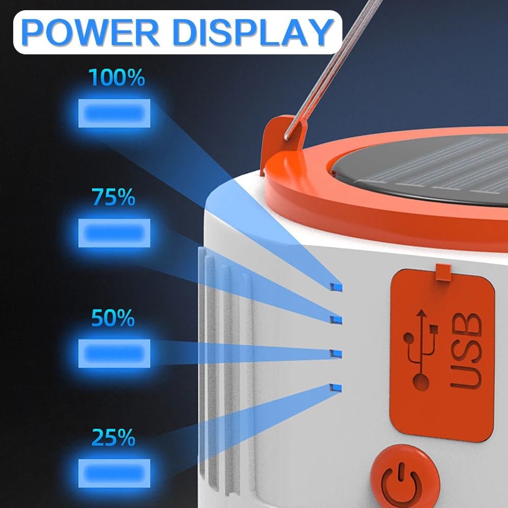 USB Rechargeable Camping Light Solar with Built-in Battery Camp Lamp Hook LED Bulb Waterproof | Лампы и освещение