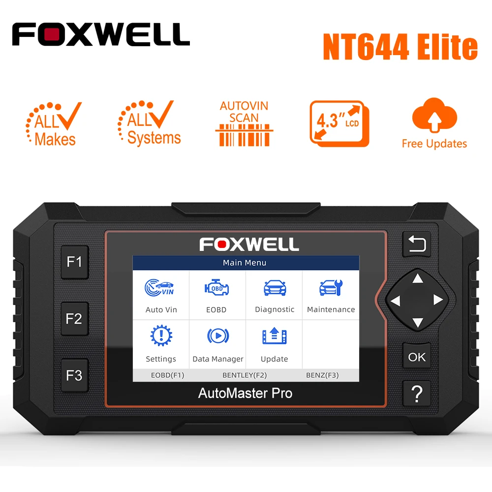 

Foxwell NT644 Elite OBD2 Scanner Diagnostic Code Reader Full System ABS Bleeding Oil EPB SAS Reset Automotive Car Tools