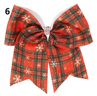 20piece new 7inch christmas cheer bow with elasticclip hair band print ribbon for kids girls xmas hair bows hair accessories