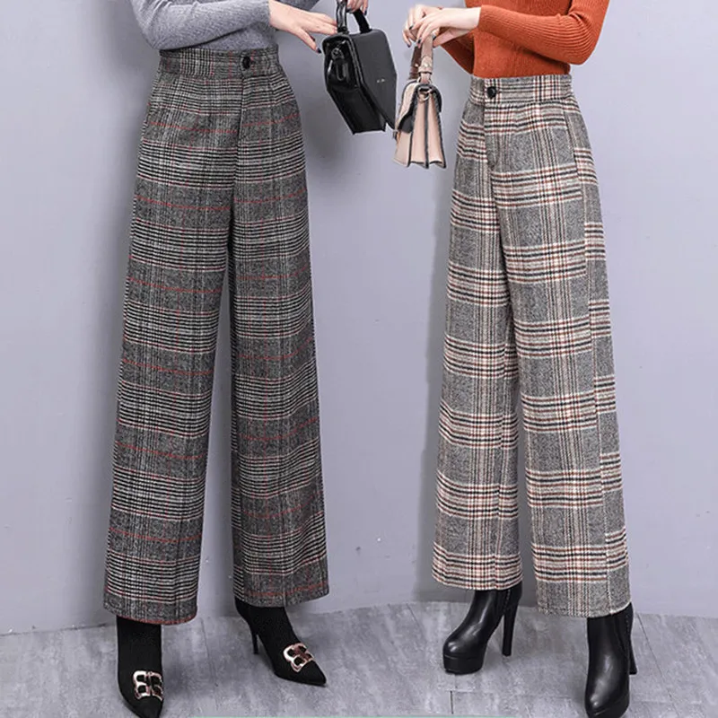 2019 осень и зима новые женские модные Свободные повседневные Клетчатые Шерстяные