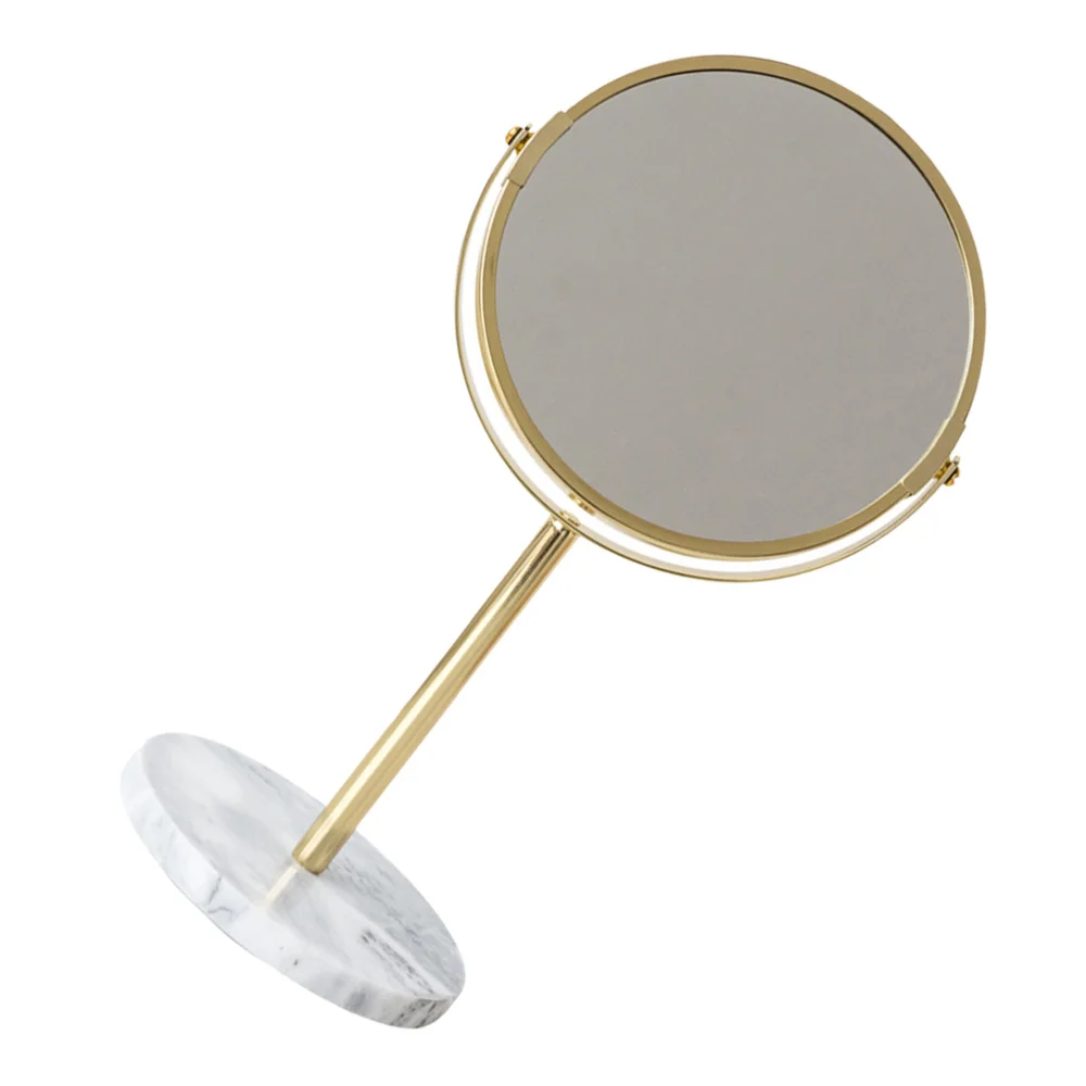 

1Pc Portable Home Cosmetics Mirror Marble Mirror Rotating Makeup Mirror (Golden