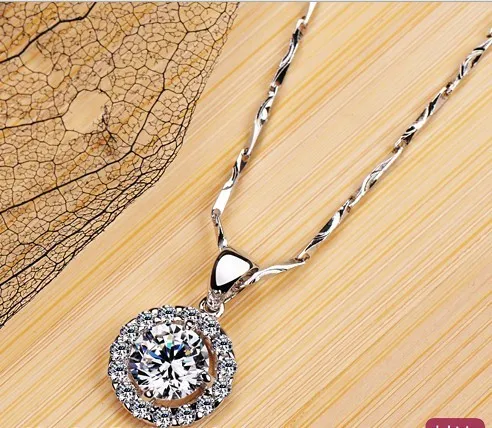 

TN209 Luxury quality 2 Carat SONA Synthetic Gem Halo Pendant Necklaces! Statement Necklace,Necklace 2017,choker,