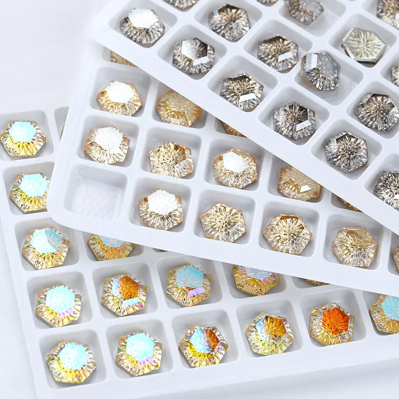 

1 Pc Water Drop Shape Hexagonal Designs Nail Art Rhinestone Embossed Diamond Styles UV Gel Polish Manicure Ornaments Accessories